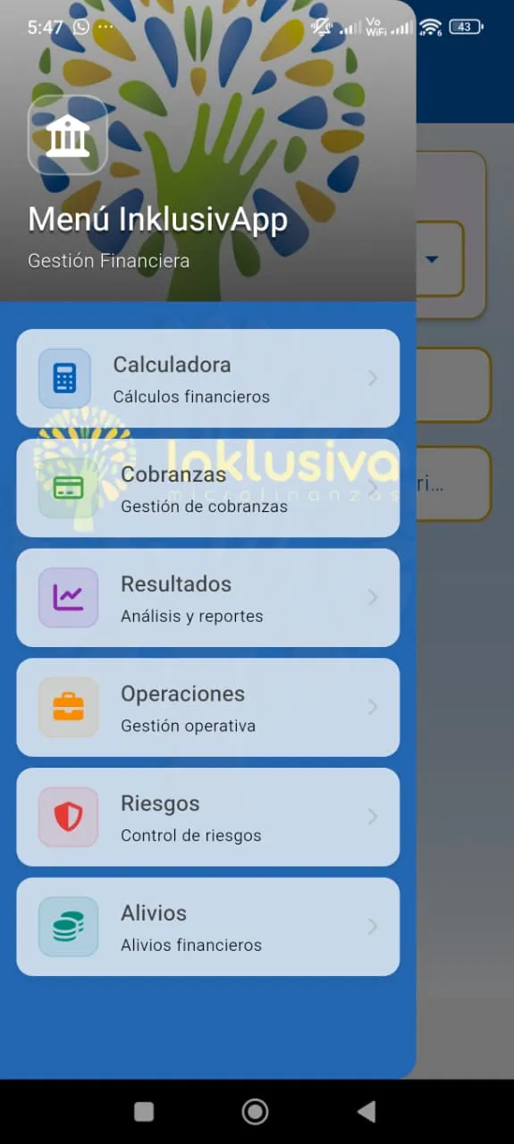 Inklusivapp · Créditos. Pantalla menu