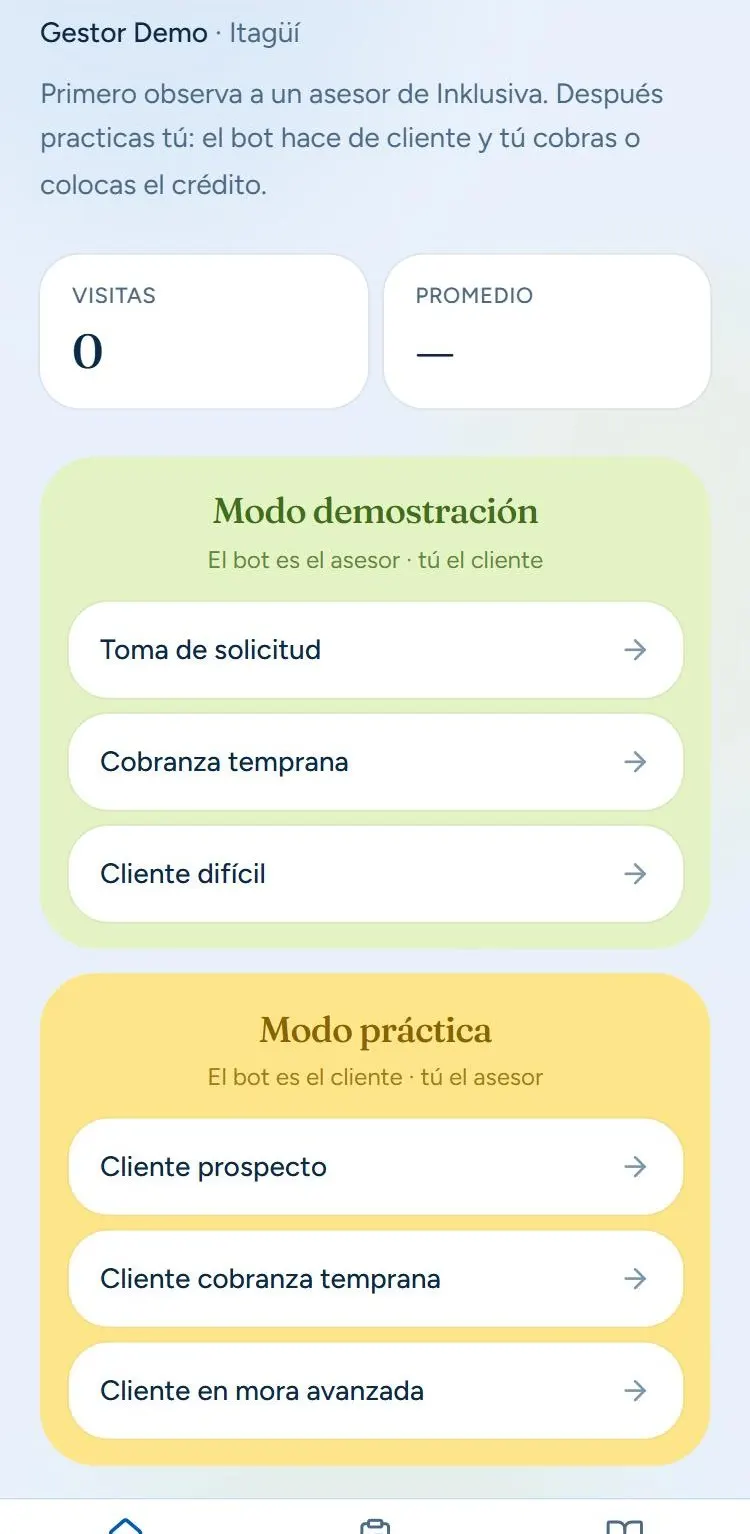 GestorIA. Modos demostracion y practica