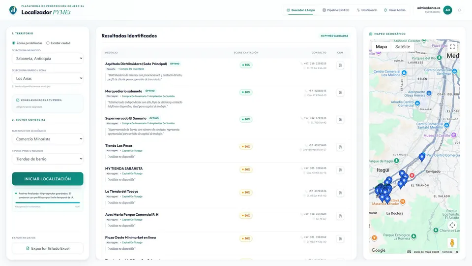 Agente financiero. Vista resultados